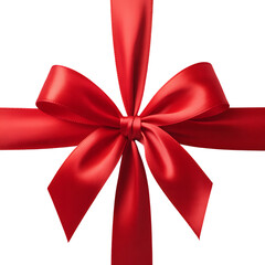 Elegant red ribbon bow on black background close up