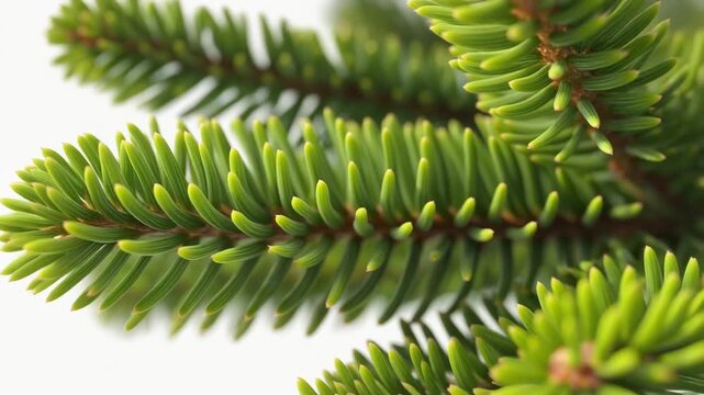 Close-up macro shot of vibrant green pine needles on a branch, showcasing the intricate texture and natural beauty of coniferous foliage