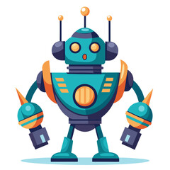 Cute teal and orange robot character illustration