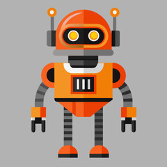 Friendly orange robot with antennae and digital display