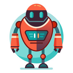 Friendly orange robot with teal accents in a circle