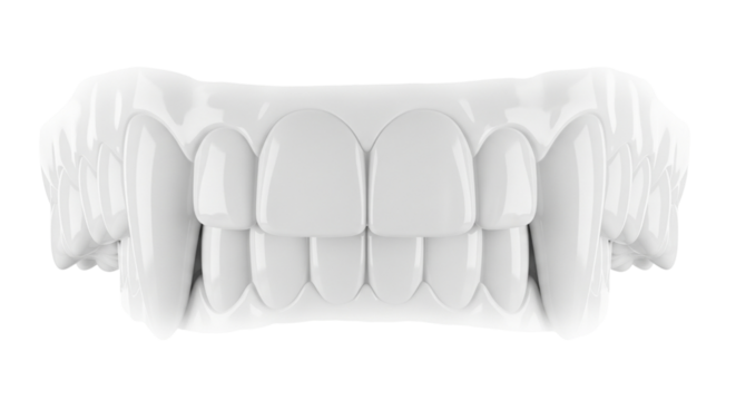 Vampire teeth isolated on transparent background for halloween party