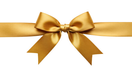 Fototapeta premium Golden ribbon bow isolated on transparent background
