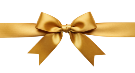 Golden ribbon bow isolated on transparent background