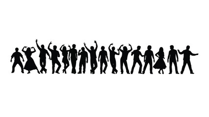 Dynamic dancing silhouettes isolated on white background, Vector