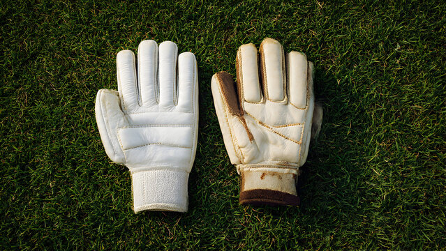 Aerial macro of cricket bat sweet spot with ball impact mark, wear detail visible, documentary style photography - Powered by Adobe