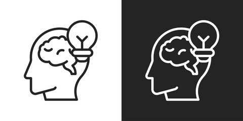 Knowledge Icon In Line Version On Black And White Background