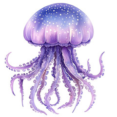 Purple spotted jellyfish on transparent background