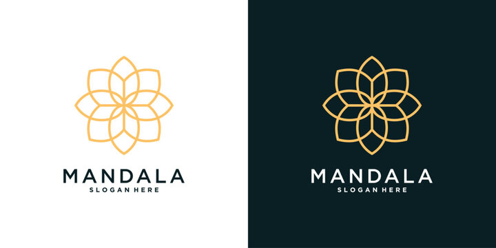 Elegant mandala flower logo design
