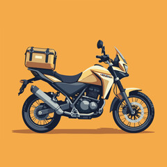 Obraz premium Vector Illustration of Motorcycle with Luggage in Modern Minimalist Style in Neutral Colors
