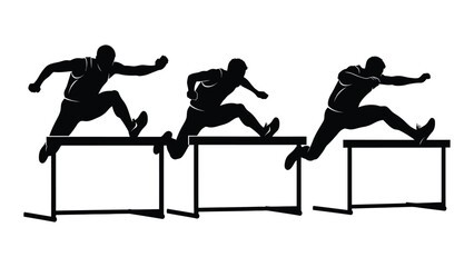 Hurdle race silhouettes isolated on white background, Vector