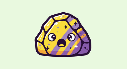 Cute Cartoon Rock Character with Surprised Expression.