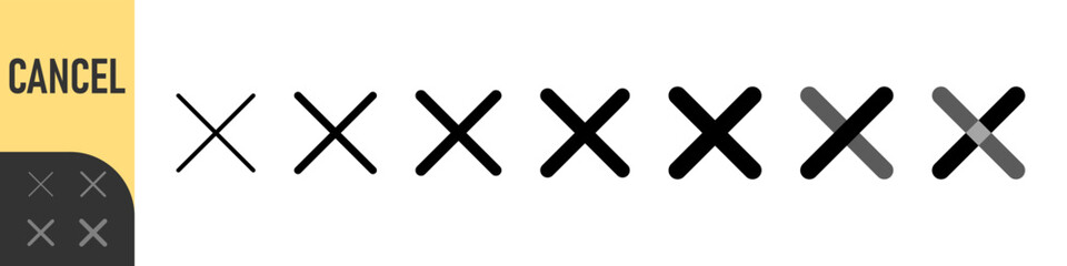 Cancel icon set. Ban sign vector illustration. Close symbol isolated on transparent background