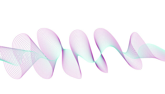 Abstract wireframe spiral on a clean white background, featuring a blend of neon pink and teal gradient colors.