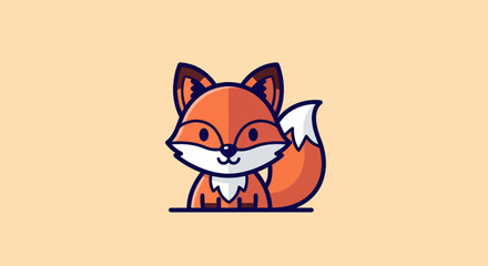 Cute Cartoon Fox Illustration with Warm Colors and Friendly Expression.
