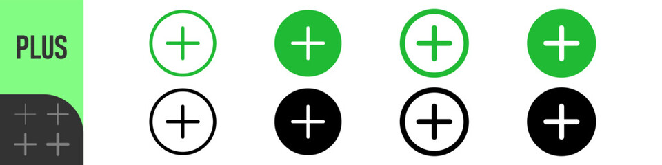 Obraz premium Plus Icon Color | Pluses | Cross Symbol | Addition Logo | Positive Sign | Isolated Transparent | Variations