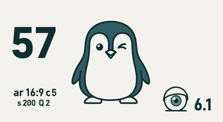 Cute Winking Penguin Cartoon Illustration with Playful Expression.