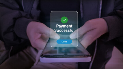 Mobile Payment Confirmation with Green Checkmark and Done Button