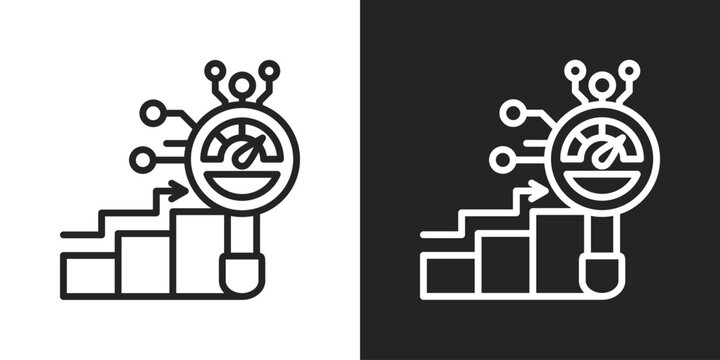 Benchmarks Icon In Line Version On Black And White Background