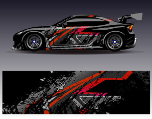 Car wrap design vector. Graphic abstract stripe racing background designs for vehicle, rally, race, adventure and car racing livery