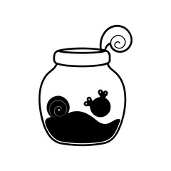 Jar with snails isolated on, a whimsical illustration