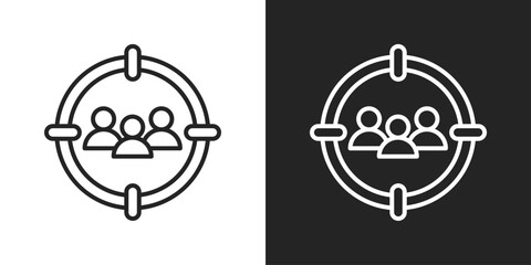 Target Audience Icon In Line Version On Black And White Background