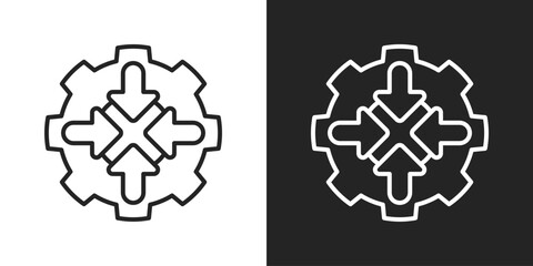 Integration Icon In Line Version On Black And White Background