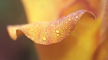 droplet. A close-up of an orange flower petal with a water droplet, highlighting nature's delicate beauty. gardening catalogs, home-decor guides, designed for home decor and floral branding.