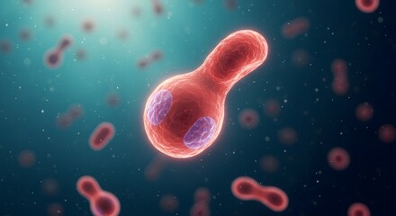 Dividing Cell with Nuclei, Cell Biology Concept