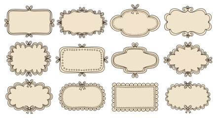 Decorative vector frame set with bow embellishments and vintage flair for creative design projects