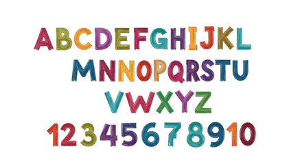 Colorful and Playful Alphabet & Number Set for Educational and Design Projects