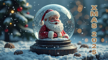 Merry X-MAS - Weihnachtsmann  in einer Schneekugel