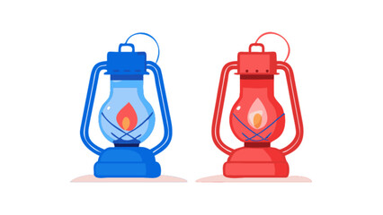 Vintage lantern oil lamp vector illustration for camping and decoration retro light equipment classic design