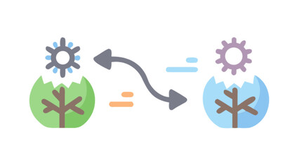 Seasonal changes climate change weather pattern transition from summer to winter illustration icon design