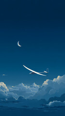 a glider soaring above a clear blue sky AI generated