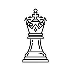 Chess king piece icon with gear crown and diamond for strategy