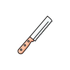 Bread Knife with Wooden Handle Illustration