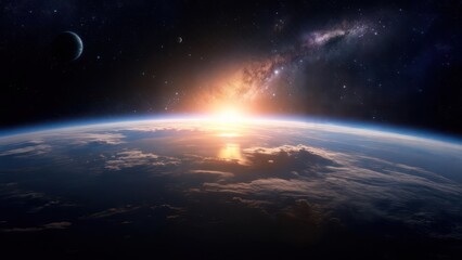 Sunrise over Earth from space