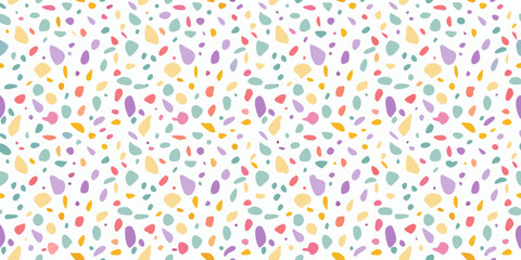 Fototapeta premium Colorful terrazzo seamless pattern with pastel colors on white background