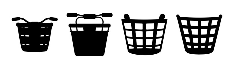 Various basket silhouette icons for bicycle and home use