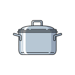 A simple, clean illustration of a metallic pot with a lid, ideal for cooking and kitchen-related themes