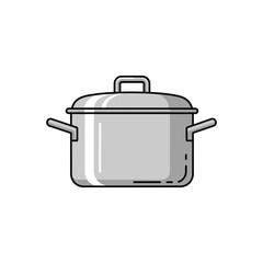 Modern and clean vector illustration of a lidded cooking pot, perfect for representing home cooking, culinary projects, and professional kitchen equipment in various design contexts