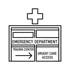 Obraz premium Emergency department hospital building icon with medical cross sign