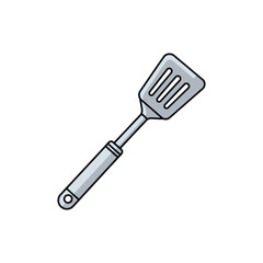 Spatula Kitchen Utensil for Cooking and Baking, Silver Isolated on White Background