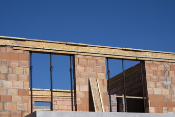 Detailed view of industrial concrete formwork and reinforcement on site