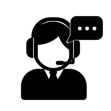 Customer Service Operator Icon with Headset and Chat Bubble &ndash; Support Communication Symbol