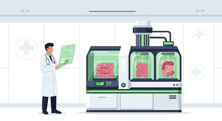 Innovative bioprinting technology in healthcare a doctor overseeing organ regeneration and