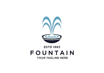 Classic Fountain Logo with Blue Water Jets and 1983 Heritage