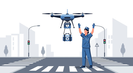Innovative healthcare delivery: Drone transporting medical supplies with nurse assistance in urban