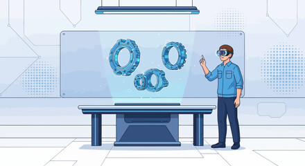 Innovative engineering design with augmented reality showcasing futuristic collaboration